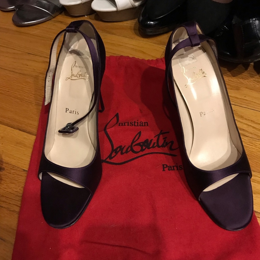 💜 Christian Louboutin Eggplant Purple Strap Heels – Size 11 💜